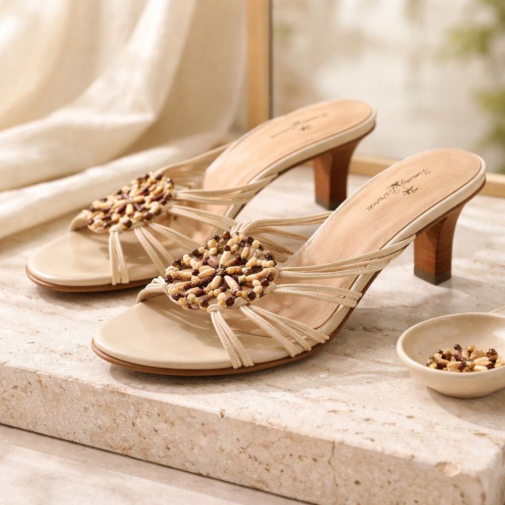 Tommy Bahama Strappy Kitten Heel Sandals Womens 8 Fairy Boho Chic Beachy Party